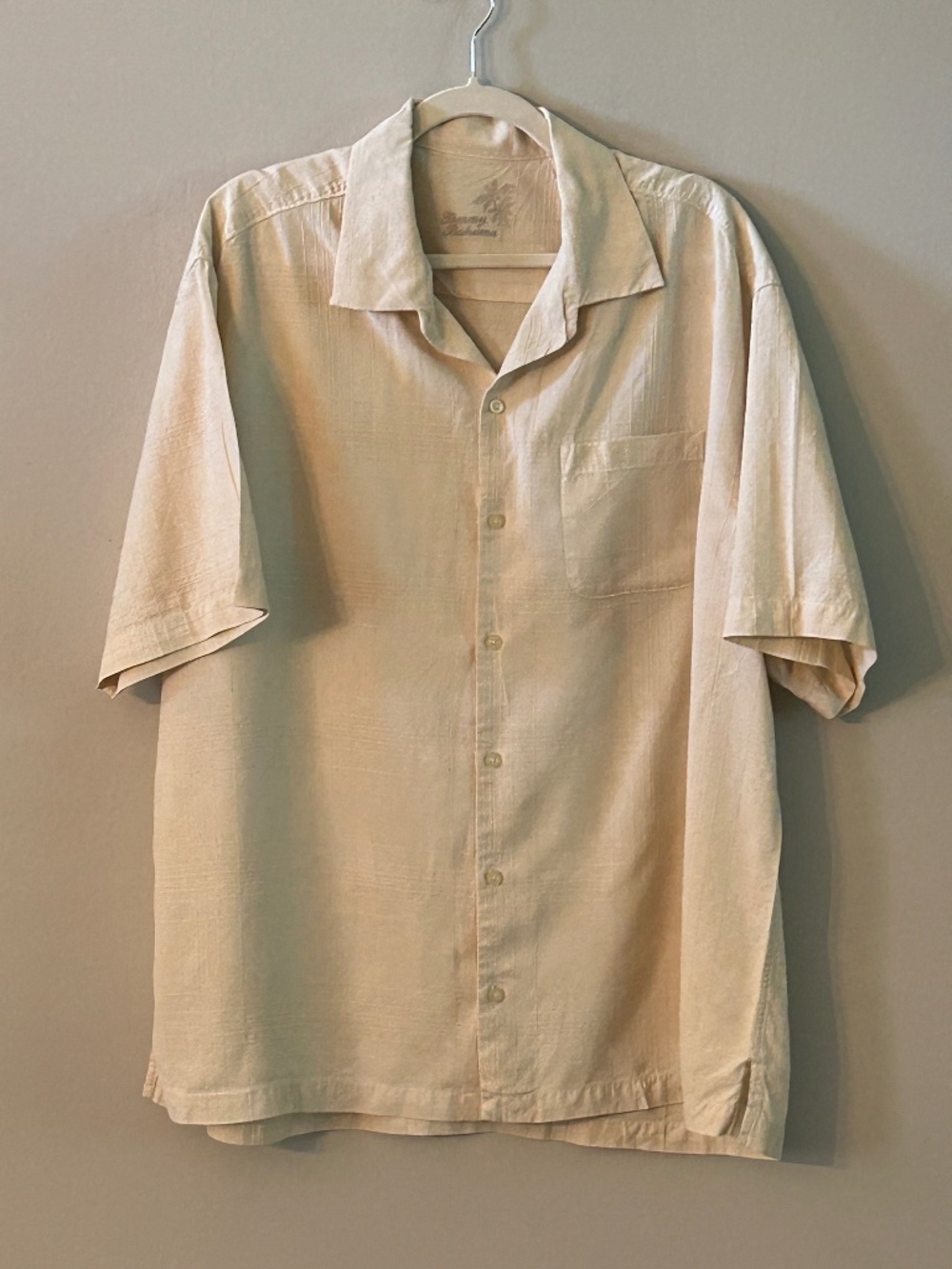 Tommy Bahama Pale Yellow Camp 100% Silk Shirt Size XL Coastal Grandpa Minimalist